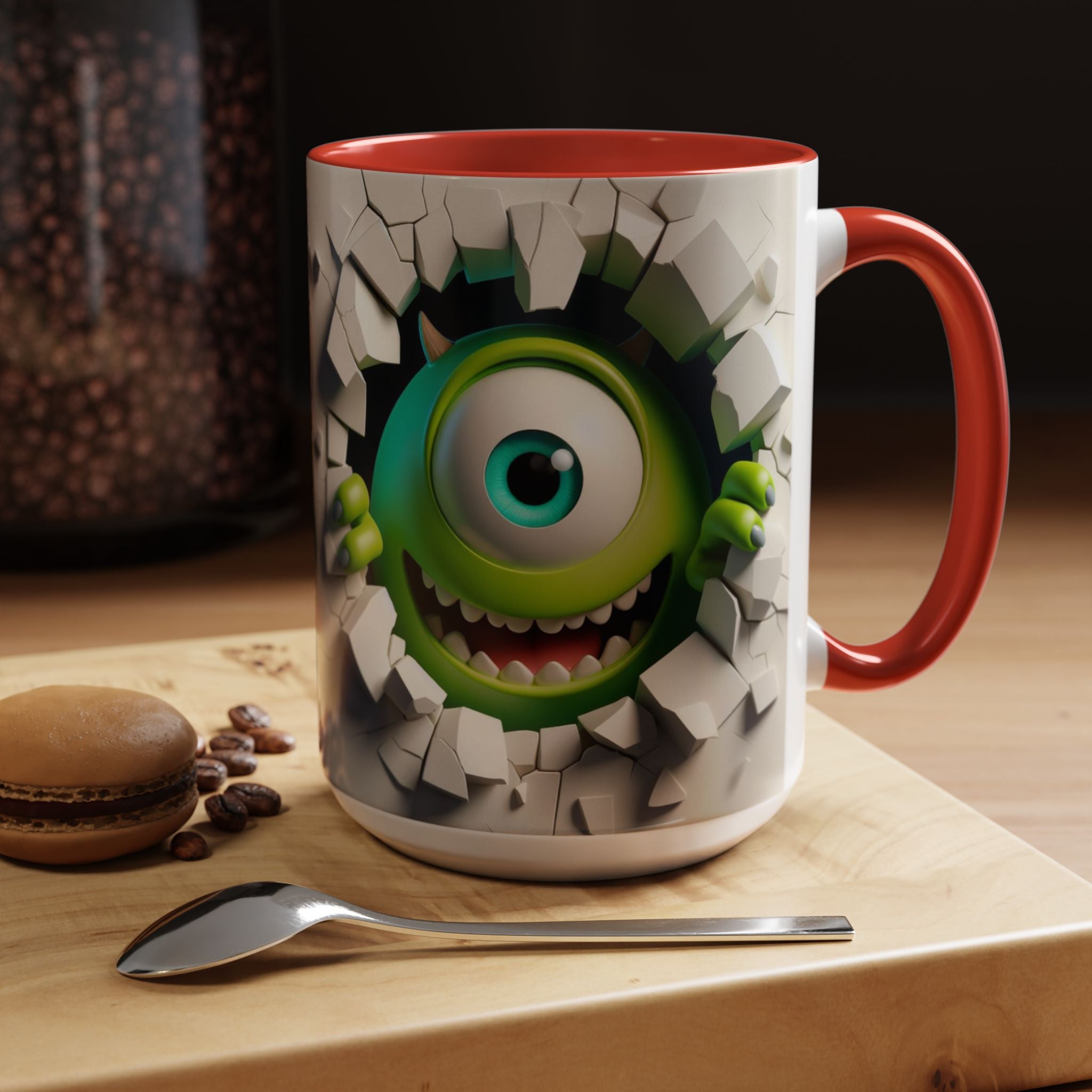 Monster's Inc Mike Peekaboo Coffee Mug – Cute One-Eyed Cartoon Accent Mug (11/15oz)