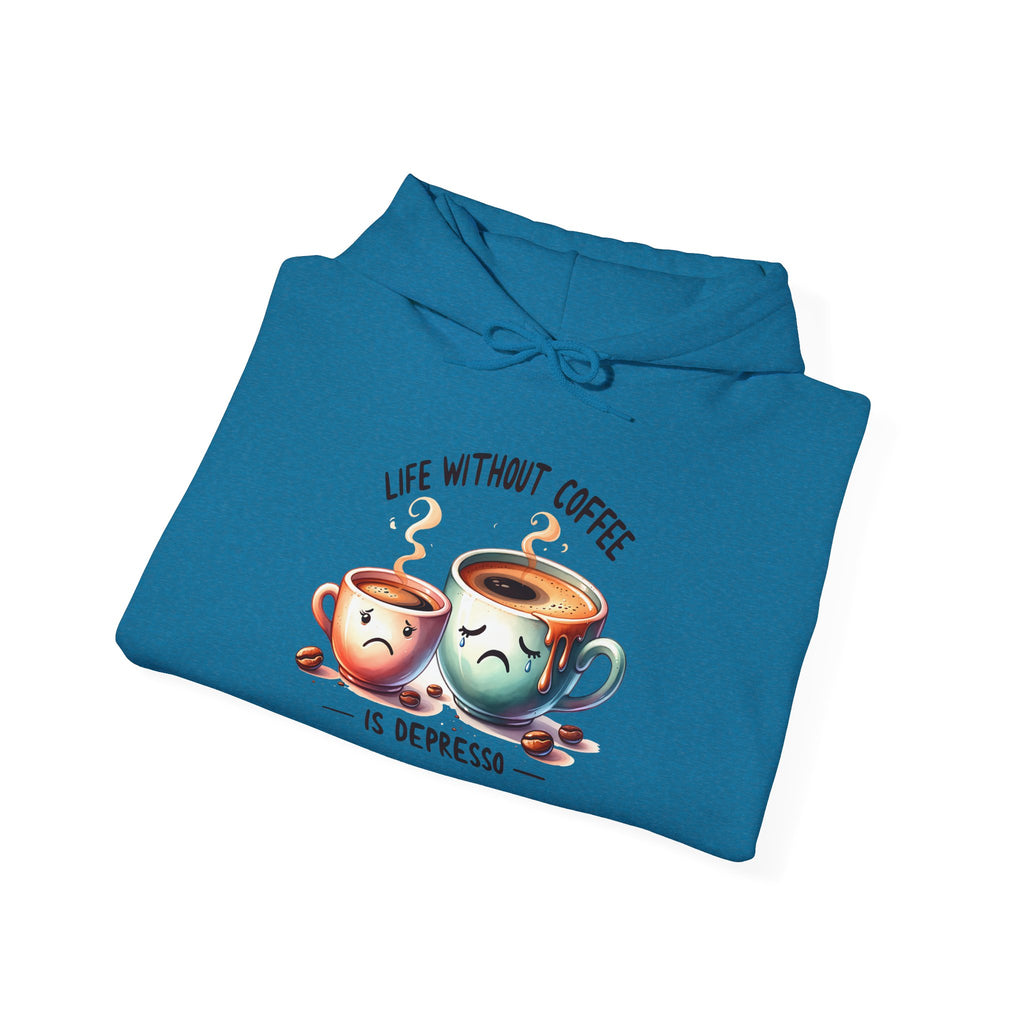 “Life Without Coffee Is Depresso” Cute Cartoon Coffee Hoodie — Coffee Lovers Hoodie