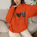 Peace • Love • Coffee Hoodie — Leopard Peace Sign & Coffee Cup Graphic Sweatshirt