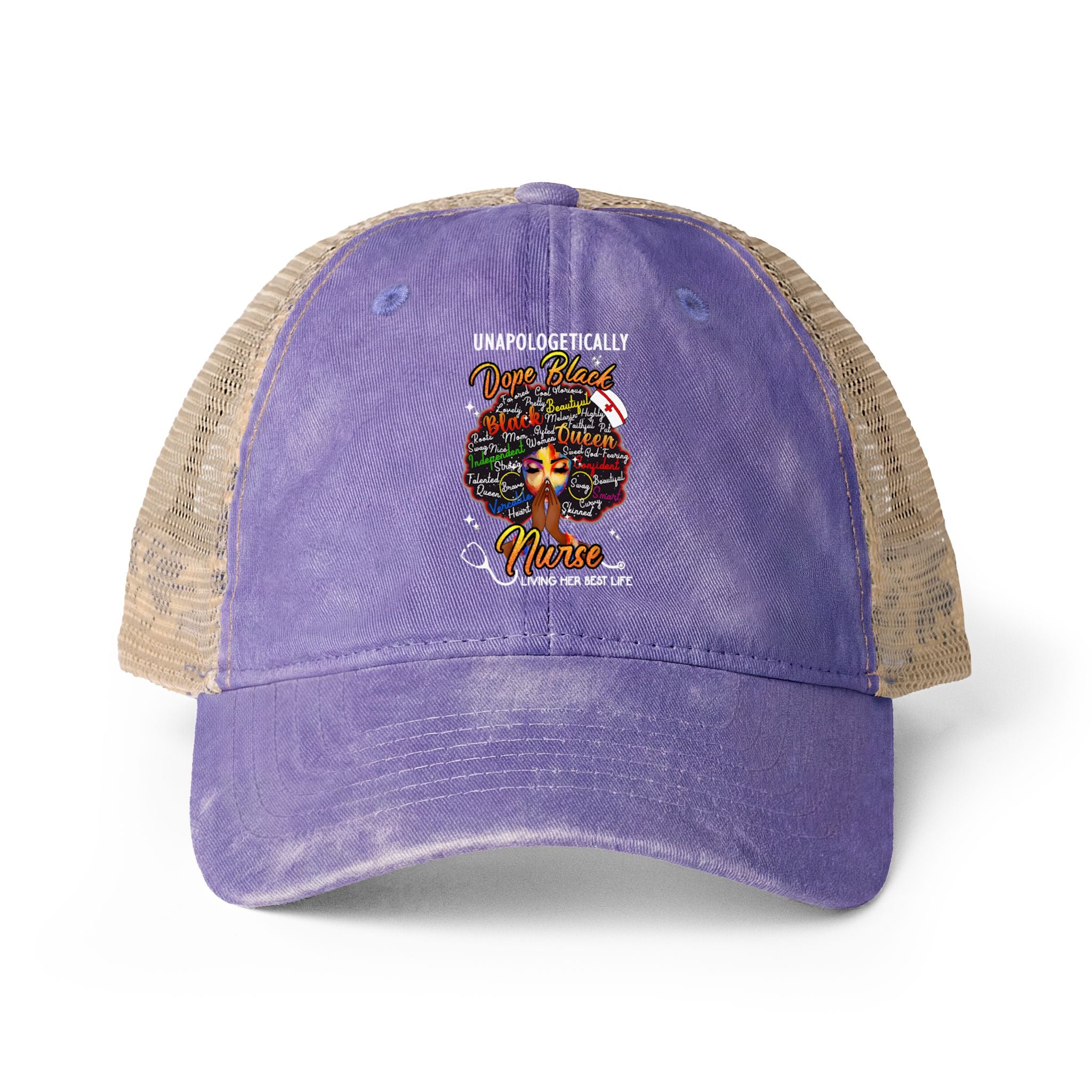 Unapologetically Dope Black Nurse - Washed Mesh-Ponytail Back Cap