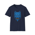 Blue Wolf Head T-Shirt – Stylized Tribal Wolf Graphic Tee