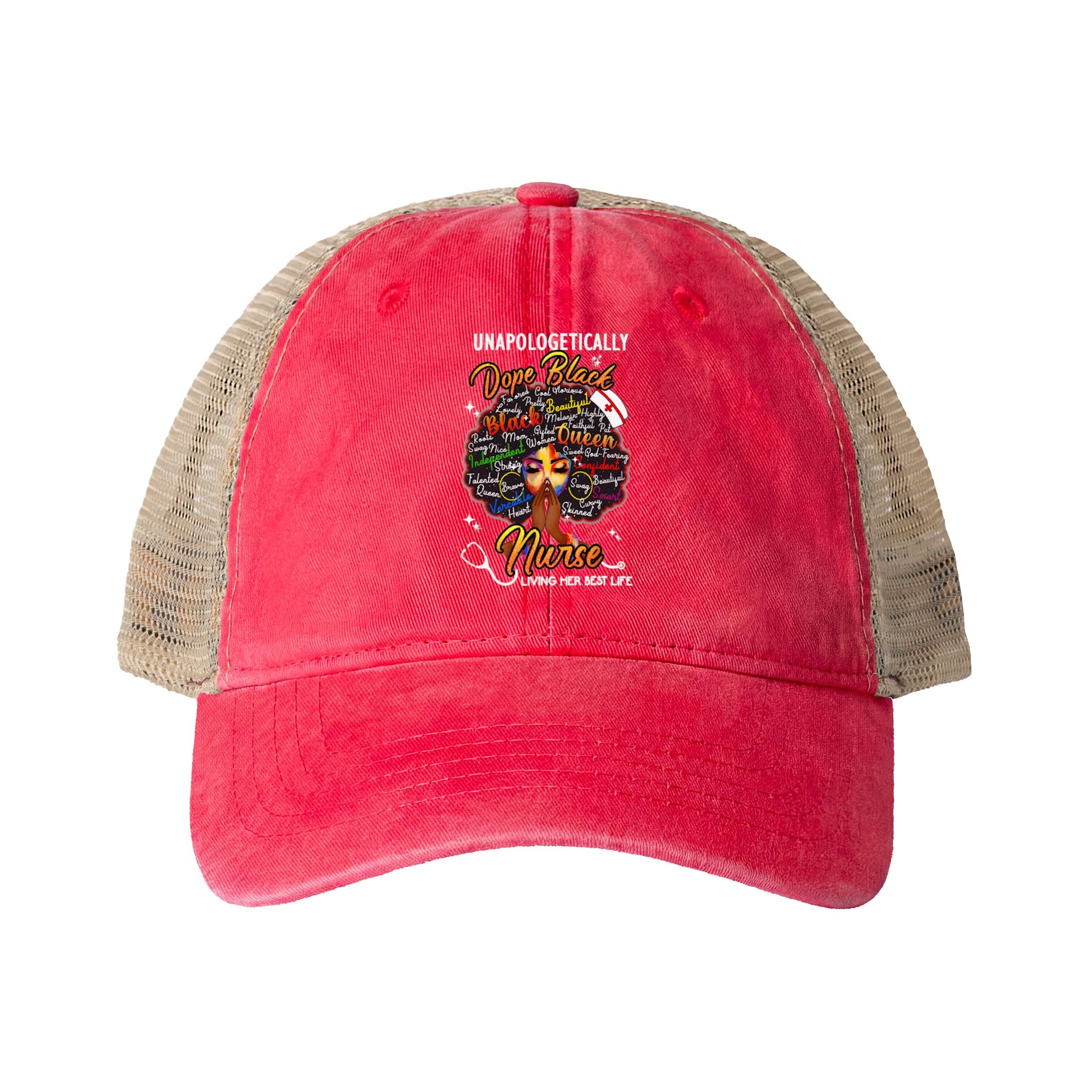 Unapologetically Dope Black Nurse - Washed Mesh-Ponytail Back Cap