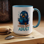 "Coffee First, Then I’ll Adult" Cute Blue Bird Accent Mug —  Coffee Mug