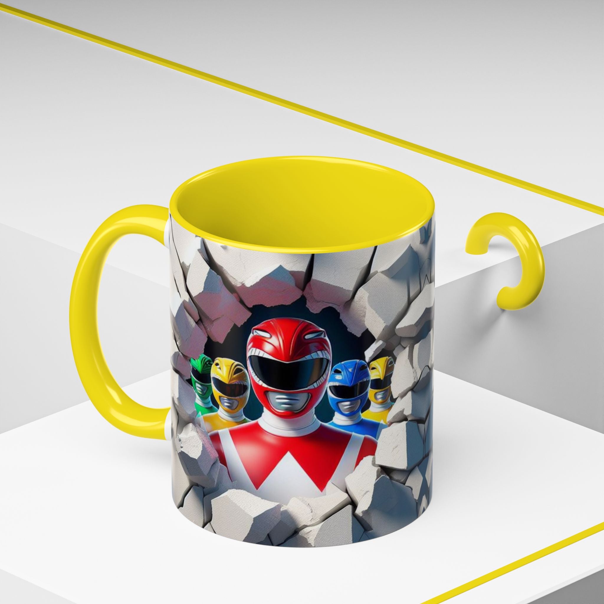 Power Rangers Coffee Mug — Retro Superhero Team Design (11/15 oz)