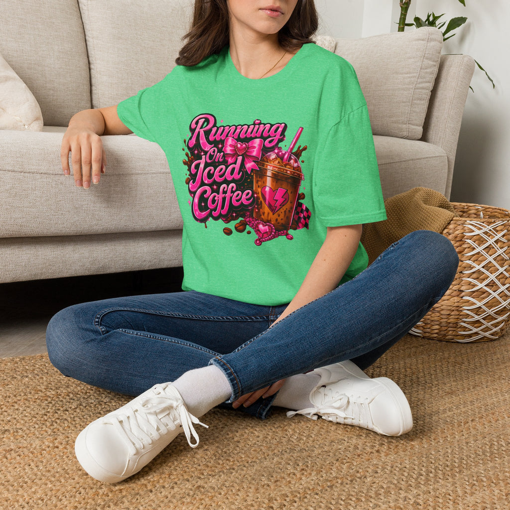 Running on Iced Coffee T-Shirt — Cute Pink Coffee Graphic Tee
