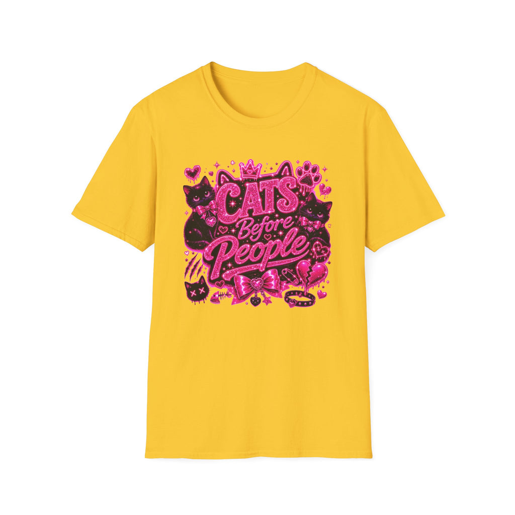 Cats Before People T-Shirt – Cute Pink Cat Graphic Tee