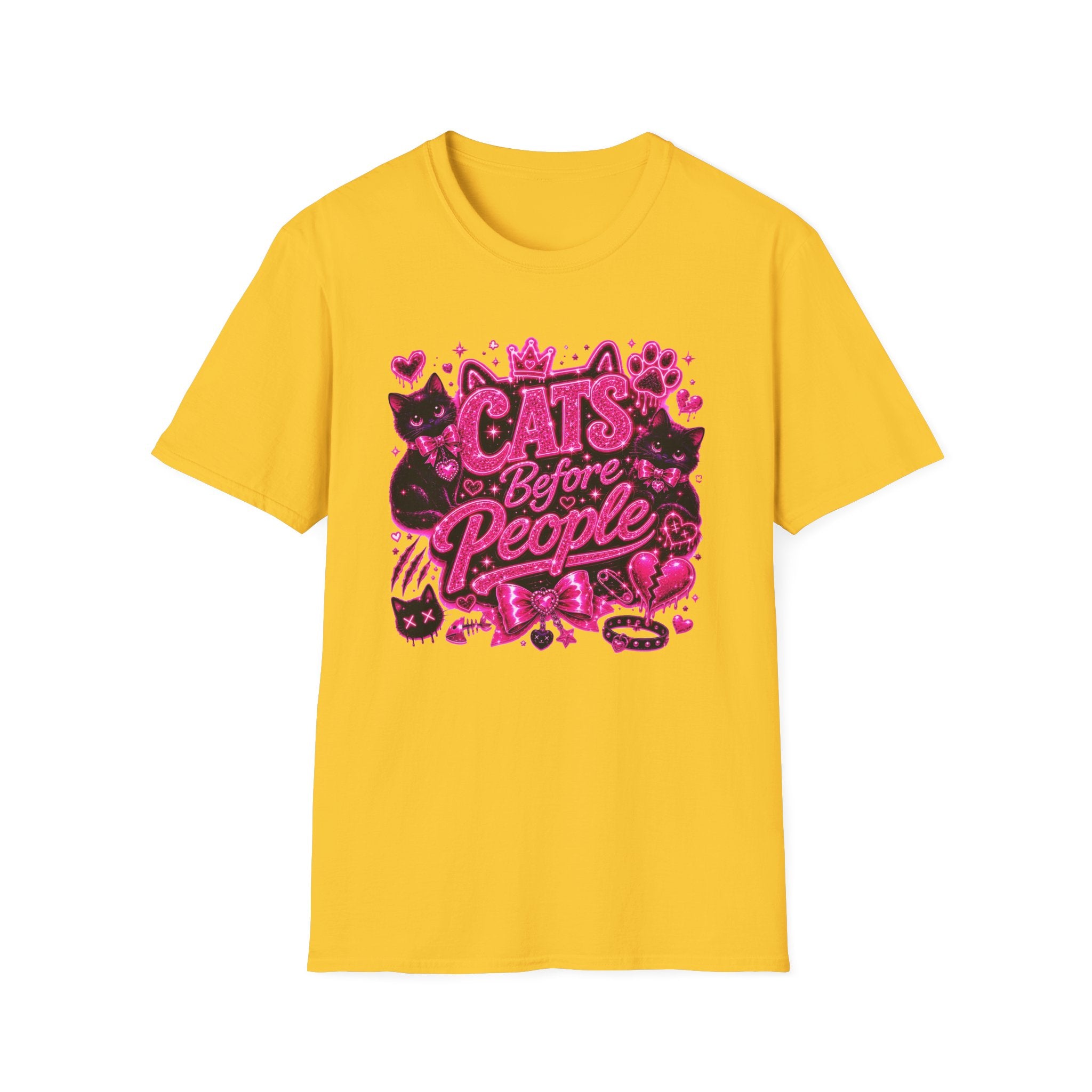Cats Before People T-Shirt – Cute Pink Cat Graphic Tee