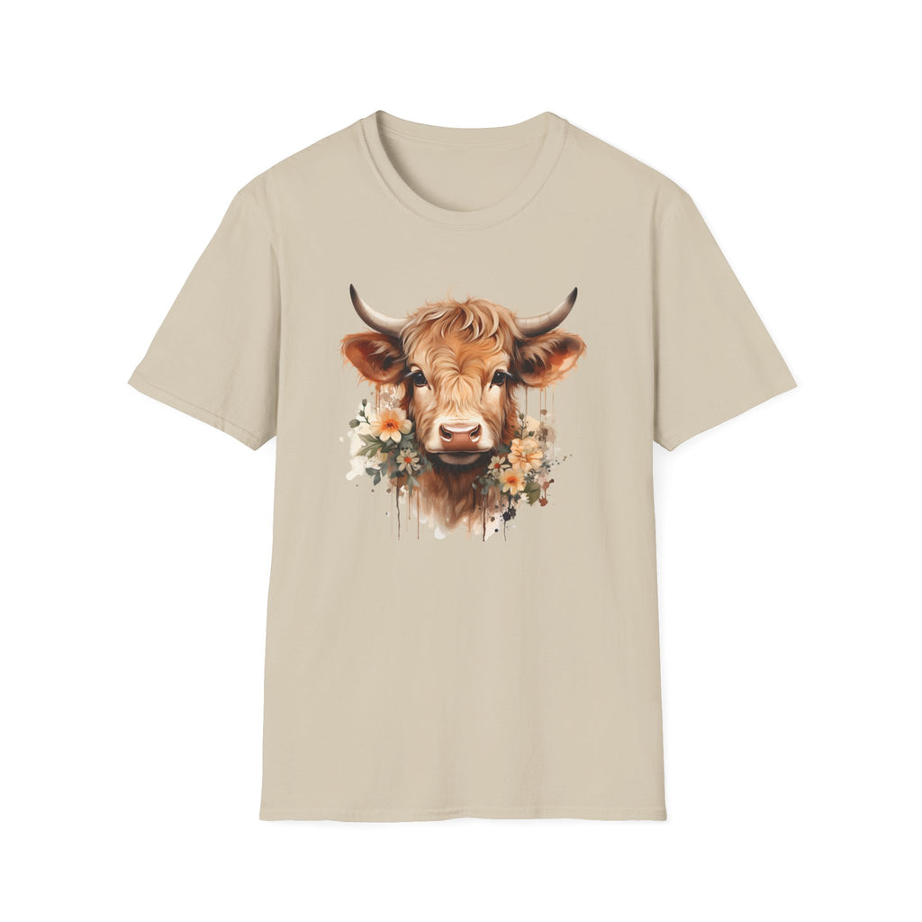 Cow Floral Tee — Cute Highland Cow Graphic T-Shirt