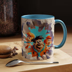 Flintstones "Break Through" Accent Coffee Mug — Retro Cartoon Stone Age Design (11/15 oz)