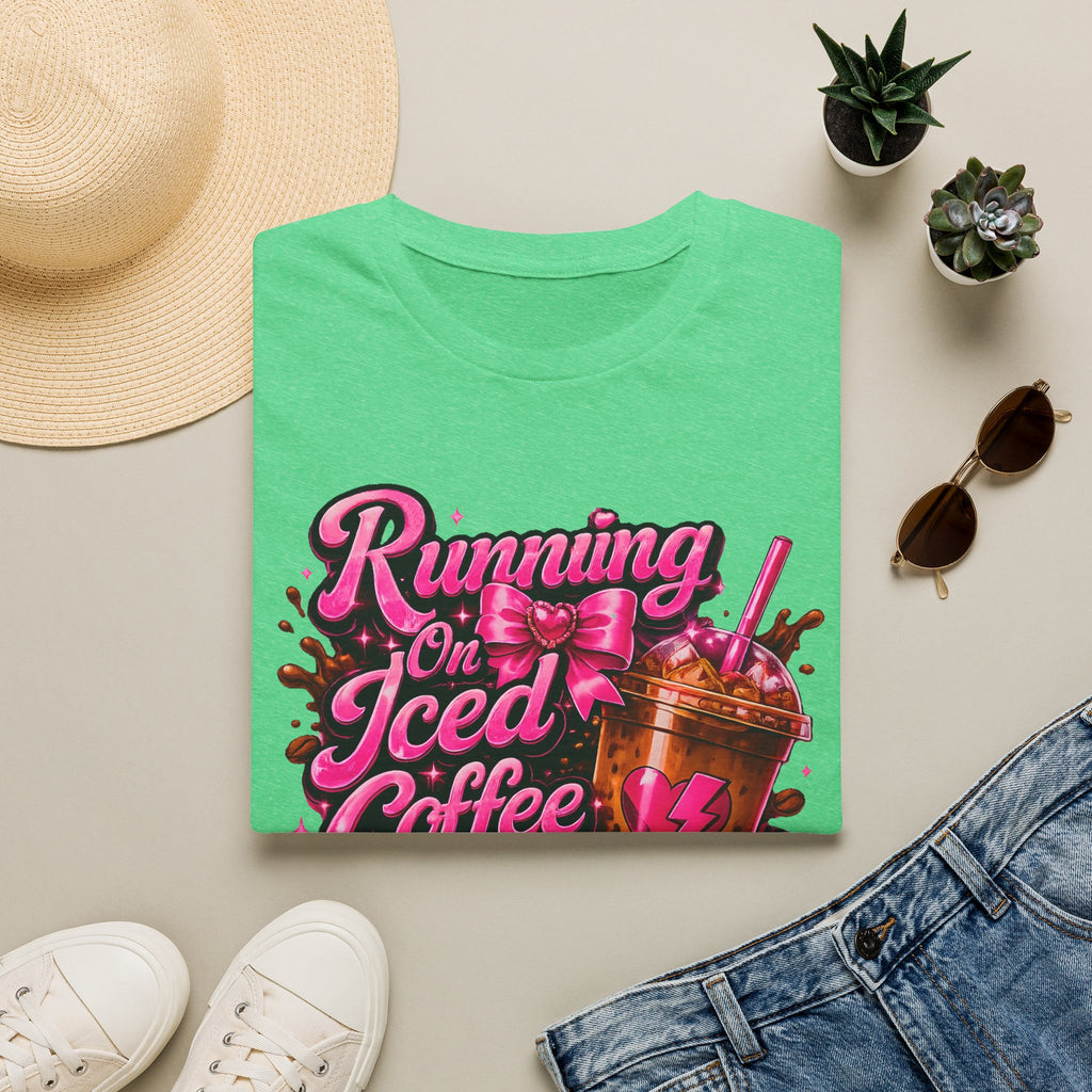 Running on Iced Coffee T-Shirt — Cute Pink Coffee Graphic Tee