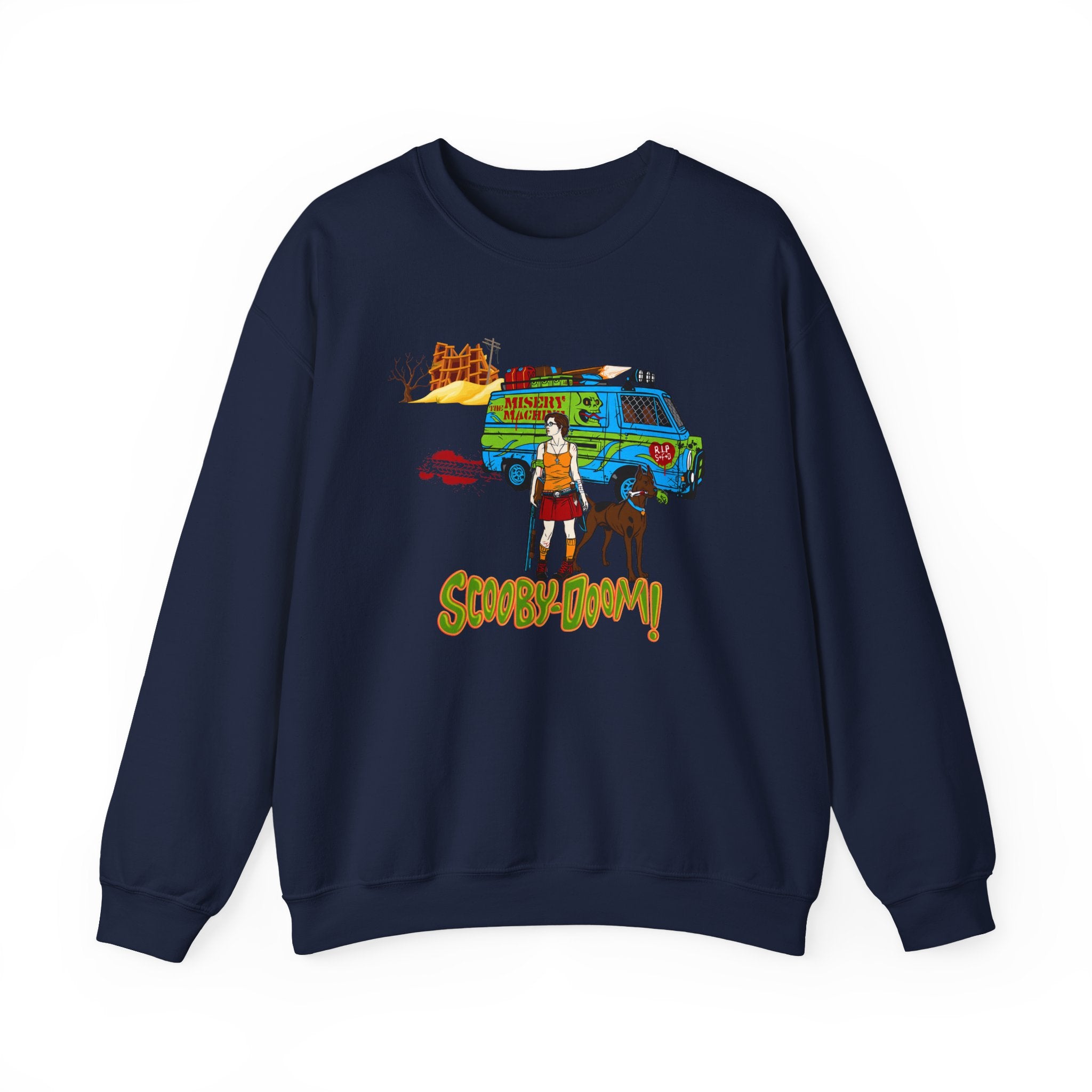 Scooby-Doom Mystery Machine Crewneck Sweatshirt — Vintage Cartoon Van & Characters