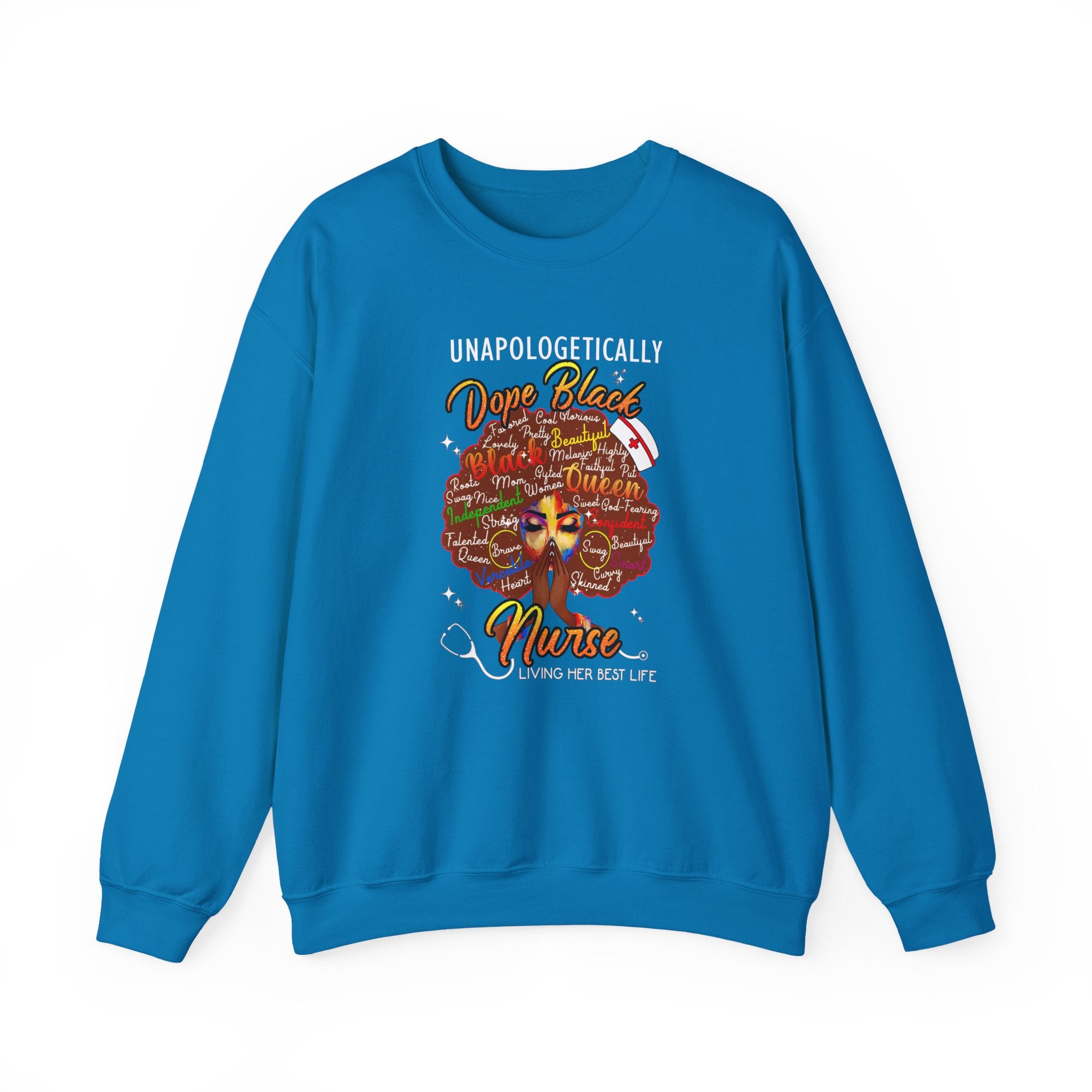 Unapologetically Dope Black Nurse Crewneck Sweatshirt – Brown Afro Nurse Stethoscope Design
