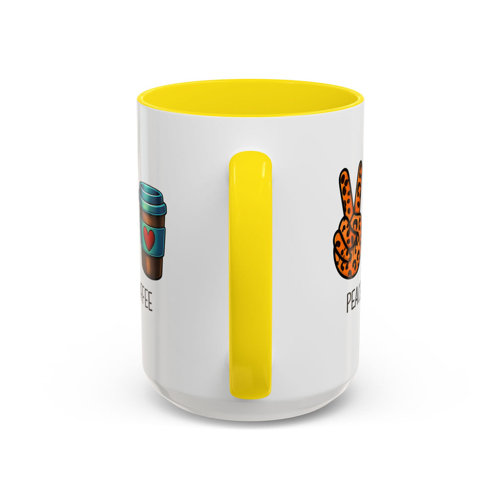 Peace • Love • Coffee Accent Mug — Leopard Peace Sign Coffee Lover Gift