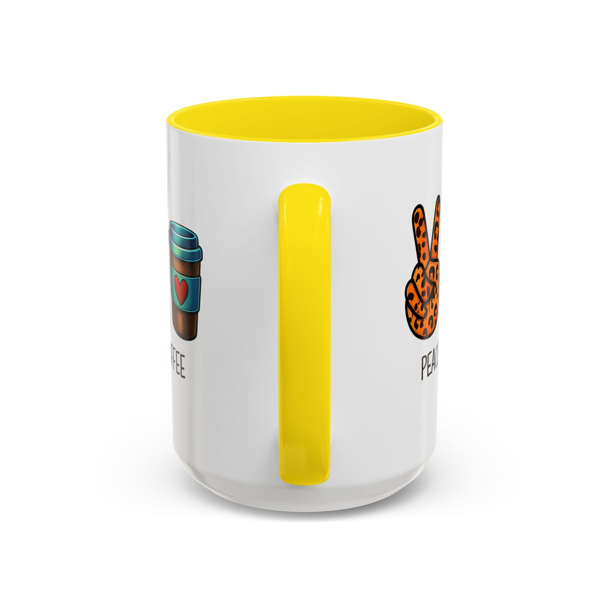 Peace • Love • Coffee Accent Mug — Leopard Peace Sign Coffee Lover Gift