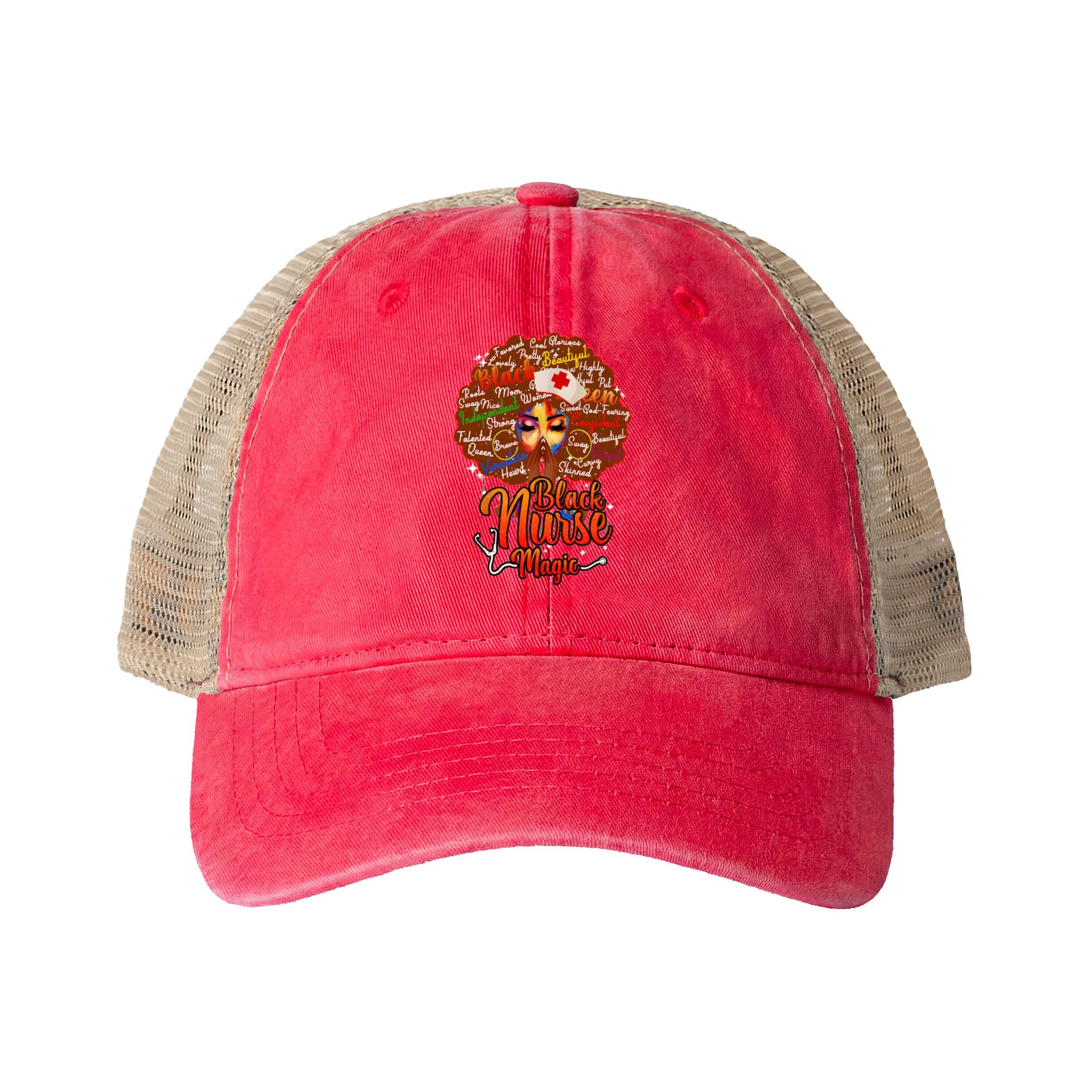 Black Nurse Magic Ponytail Back Hat - Women's Washed Mesh-Back Cap