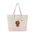 Black Nurse Magic w/Brown Afro Canvas Tote — Zippered Floral Calavera Bag