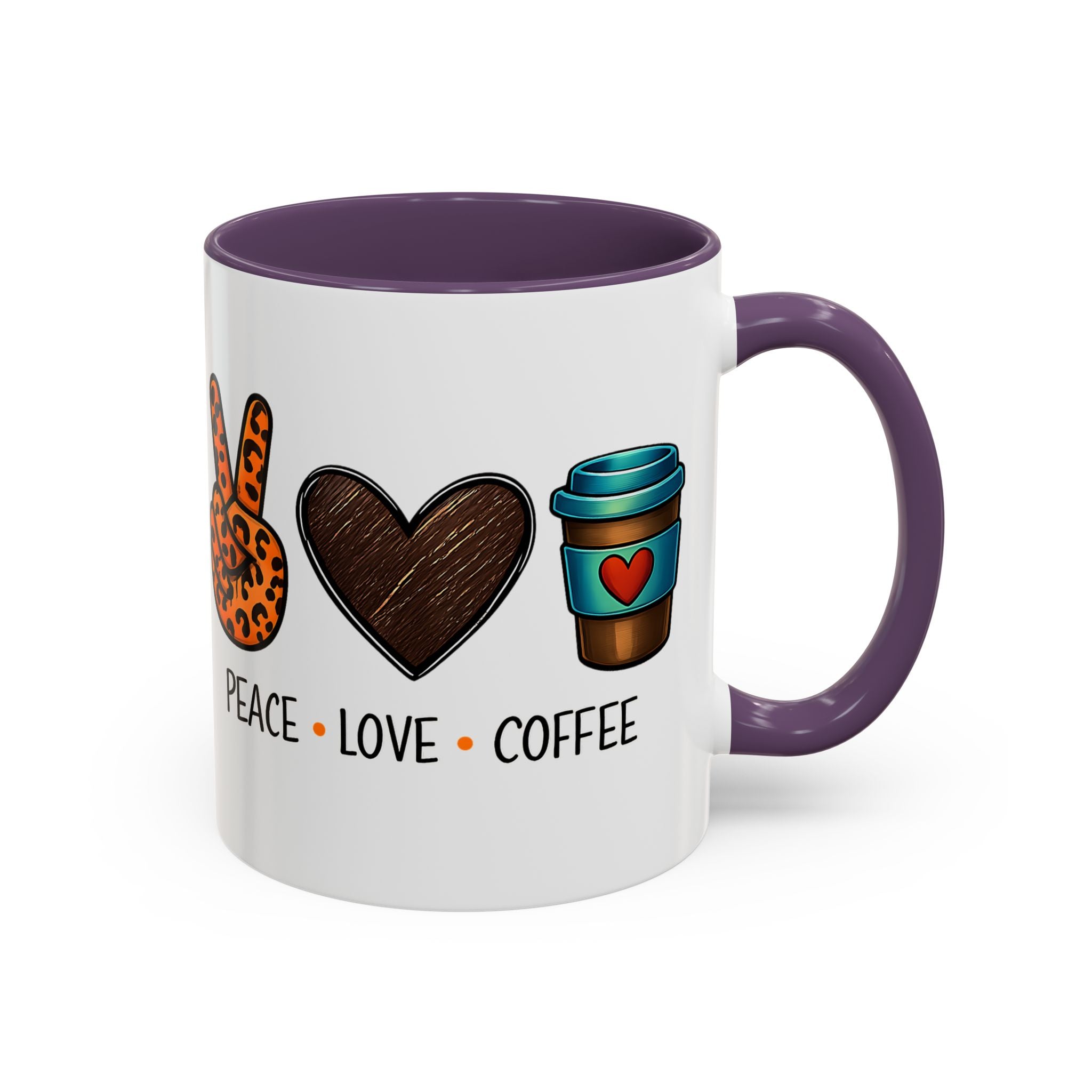 Peace • Love • Coffee Accent Mug — Leopard Peace Sign Coffee Lover Gift