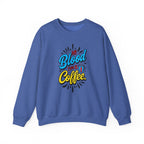 Coffee Crewneck Sweatshirt – “My Blood Type is Coffee” Graphic Pullover