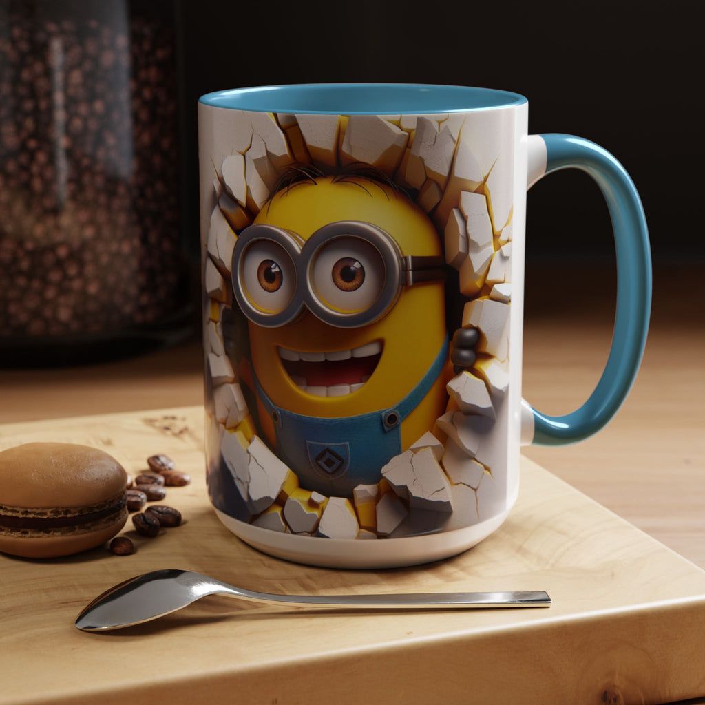 Minion "Breaking Wall" Accent Coffee Mug — Funny Cartoon Movie Character 11/15oz