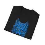 Blue Wolf Head T-Shirt – Stylized Tribal Wolf Graphic Tee