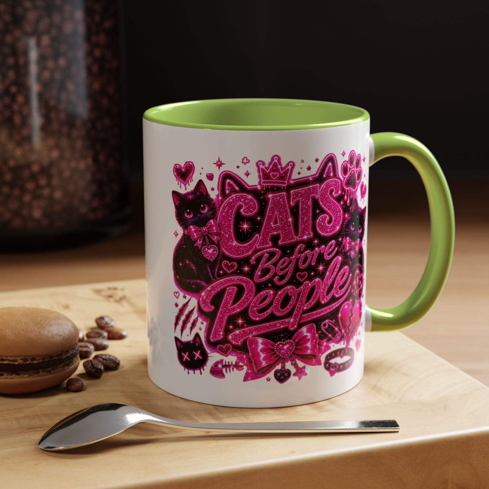 Cats Before People Coffee Mug — Pink Cat Lover Gift (11/15oz)