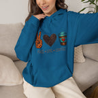 Peace • Love • Coffee Hoodie — Leopard Peace Sign & Coffee Cup Graphic Sweatshirt