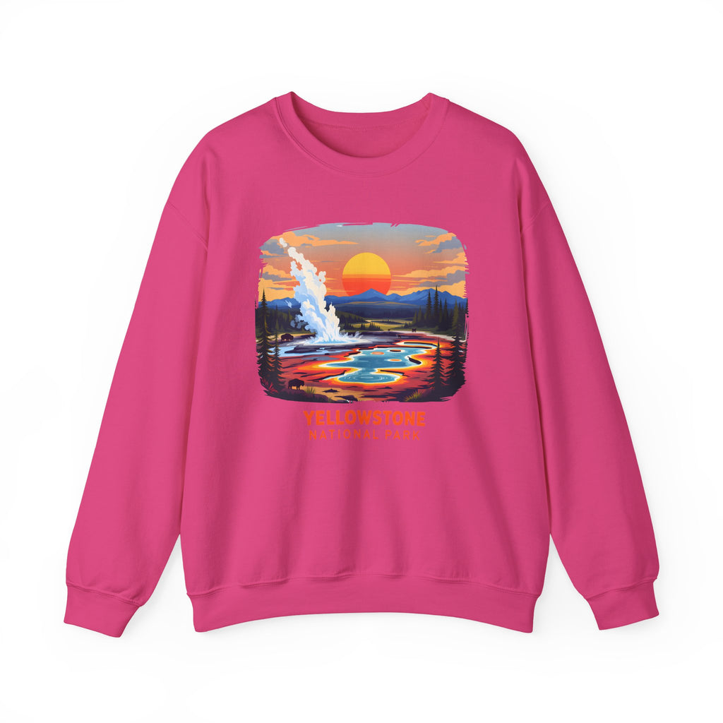 Yellowstone National Park Sunset Geyser Graphic Sweatshirt