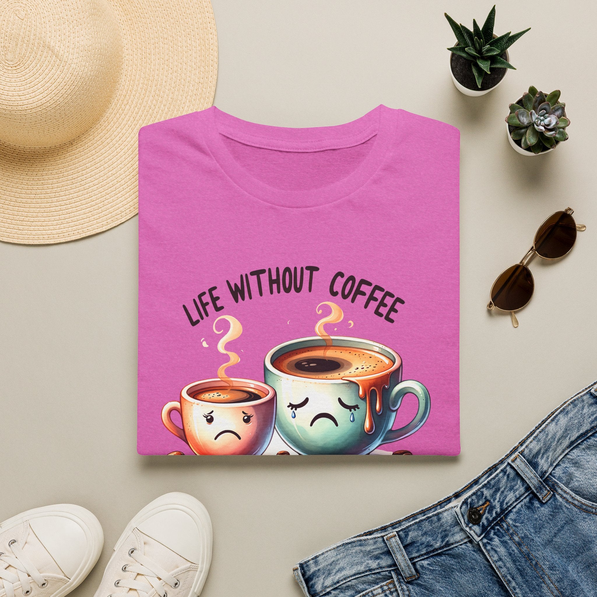 Coffee T-Shirt — "Life Without Coffee is Depresso" Cute Sad Coffee Tee