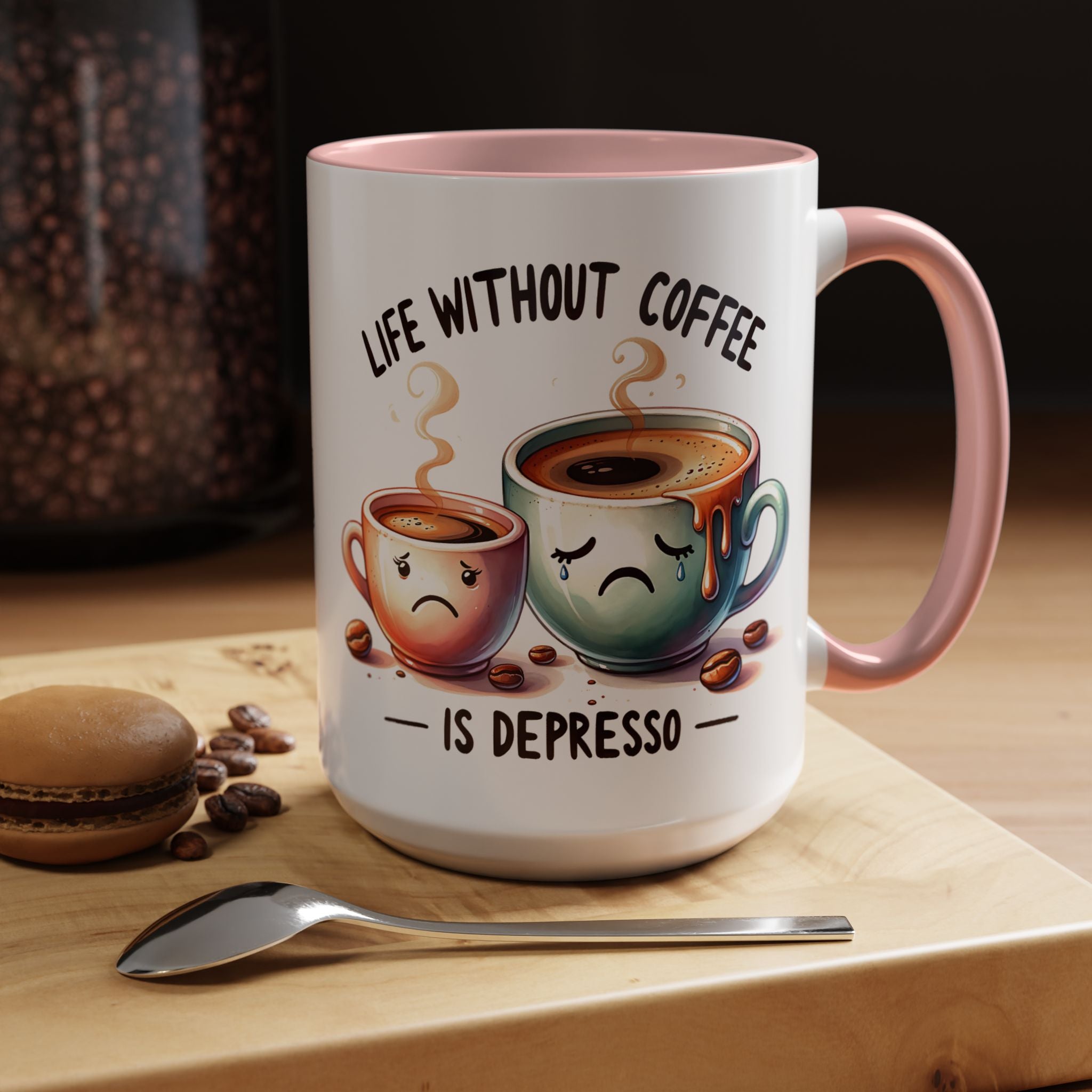 "Life Without Coffee Is Depresso" Accent Ceramic Mug (11/15oz) — Coffee Mug