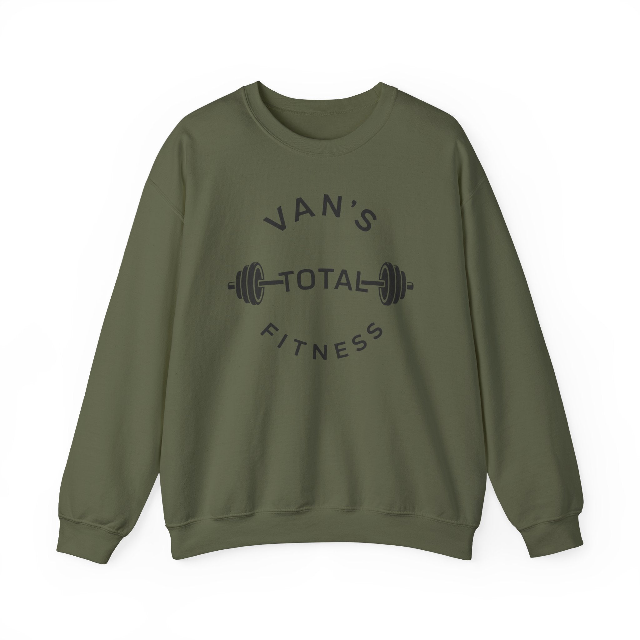 Fitness Crewneck Sweatshirt — "Van's Total Fitness" Barbell Logo