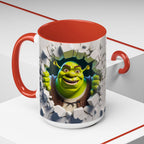 Shrek Peekaboo Accent Coffee Mug — Funny Green Ogre Ceramic 11/15oz