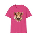Cow Floral Tee — Cute Highland Cow Graphic T-Shirt