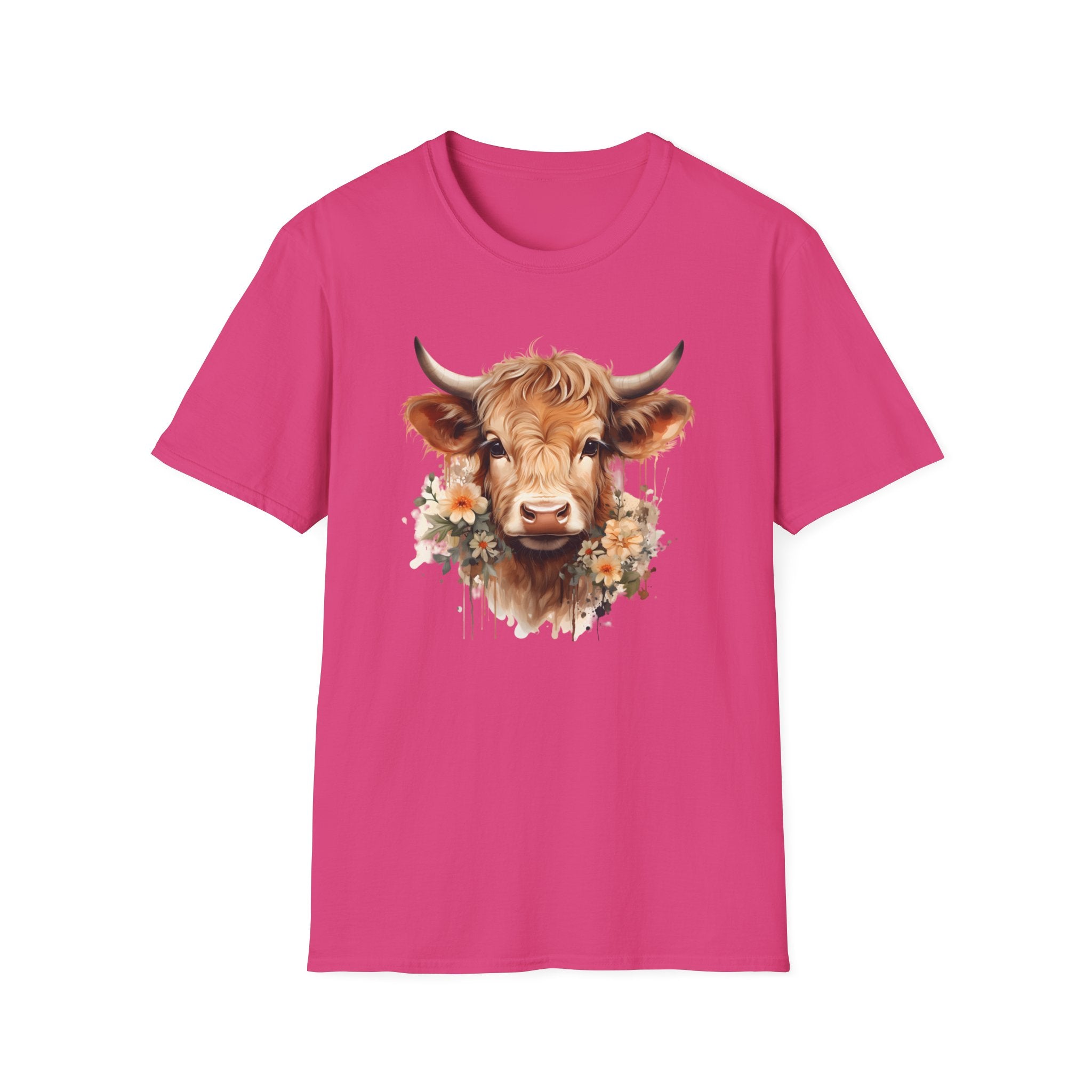 Cow Floral Tee — Cute Highland Cow Graphic T-Shirt