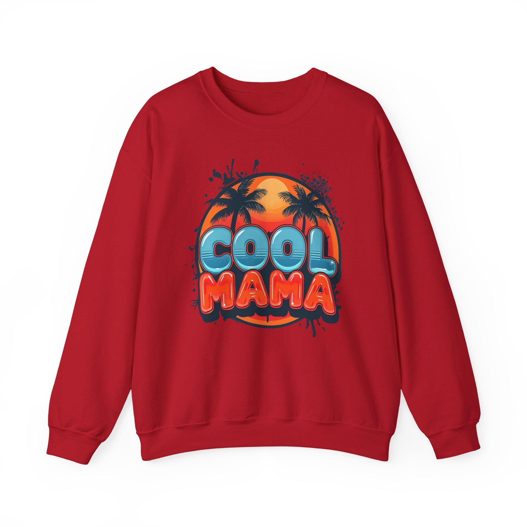 Cool Mama Crewneck Sweatshirt — Retro Sunset Palm Graphic for Moms