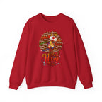 Black Nurse Magic Crewneck Sweatshirt — Brown Afro Nurse Heartbeat Design