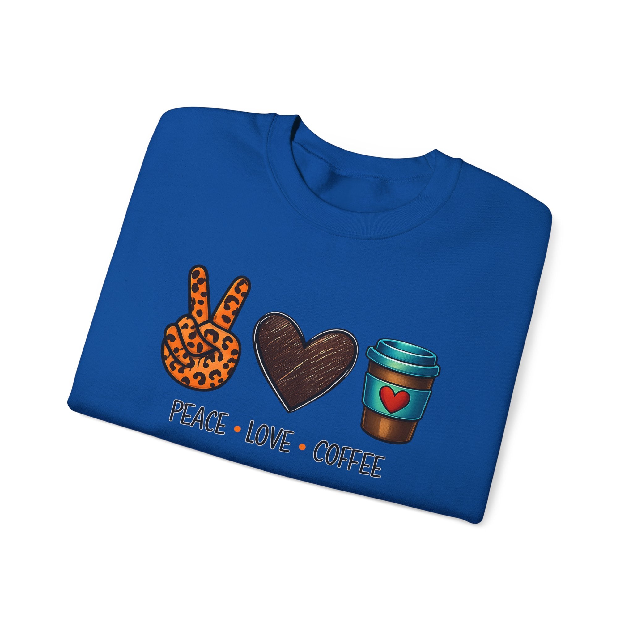 Peace • Love • Coffee Sweatshirt — Cozy Coffee Lover Crewneck