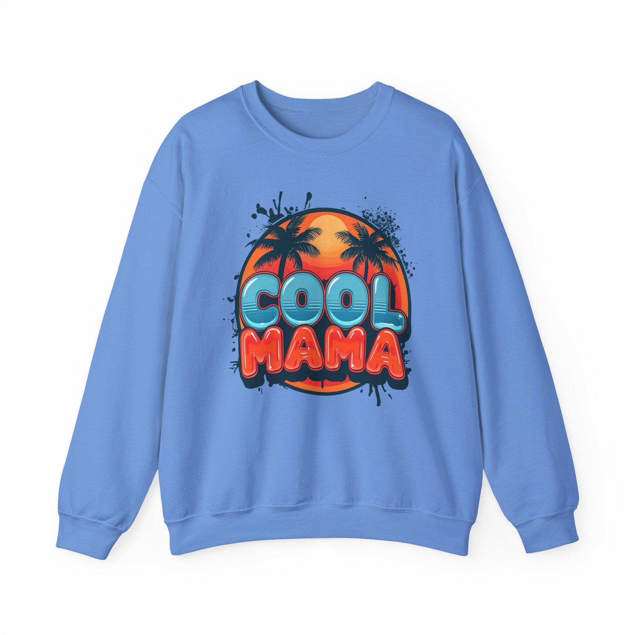 Cool Mama Crewneck Sweatshirt — Retro Sunset Palm Graphic for Moms