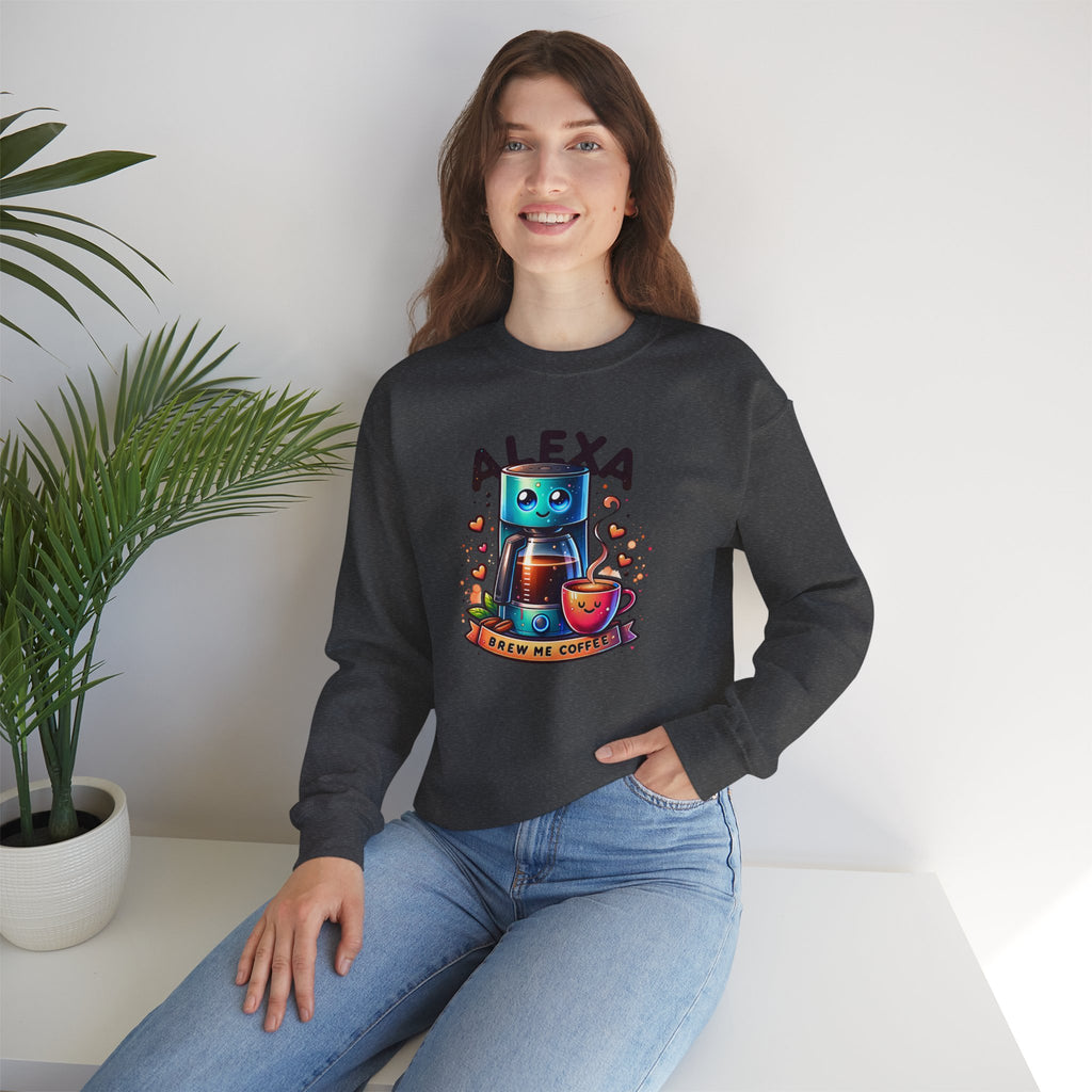 Alexa Coffee Robot Sweatshirt — 'Alexa Brew Me Coffee' Cozy Crewneck