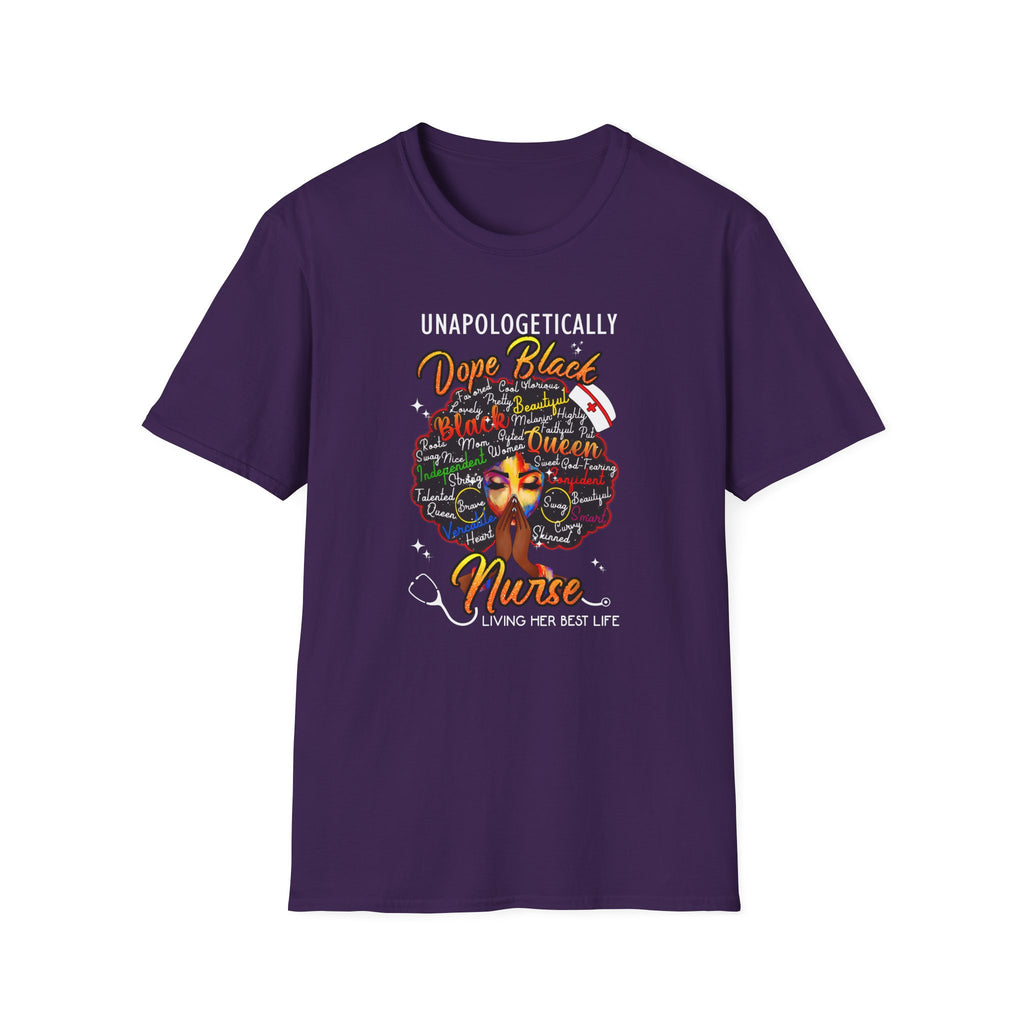 "Unapologetically Dope" Inspirational African American Nurse Tee — Black Afro Nurse T-Shirt
