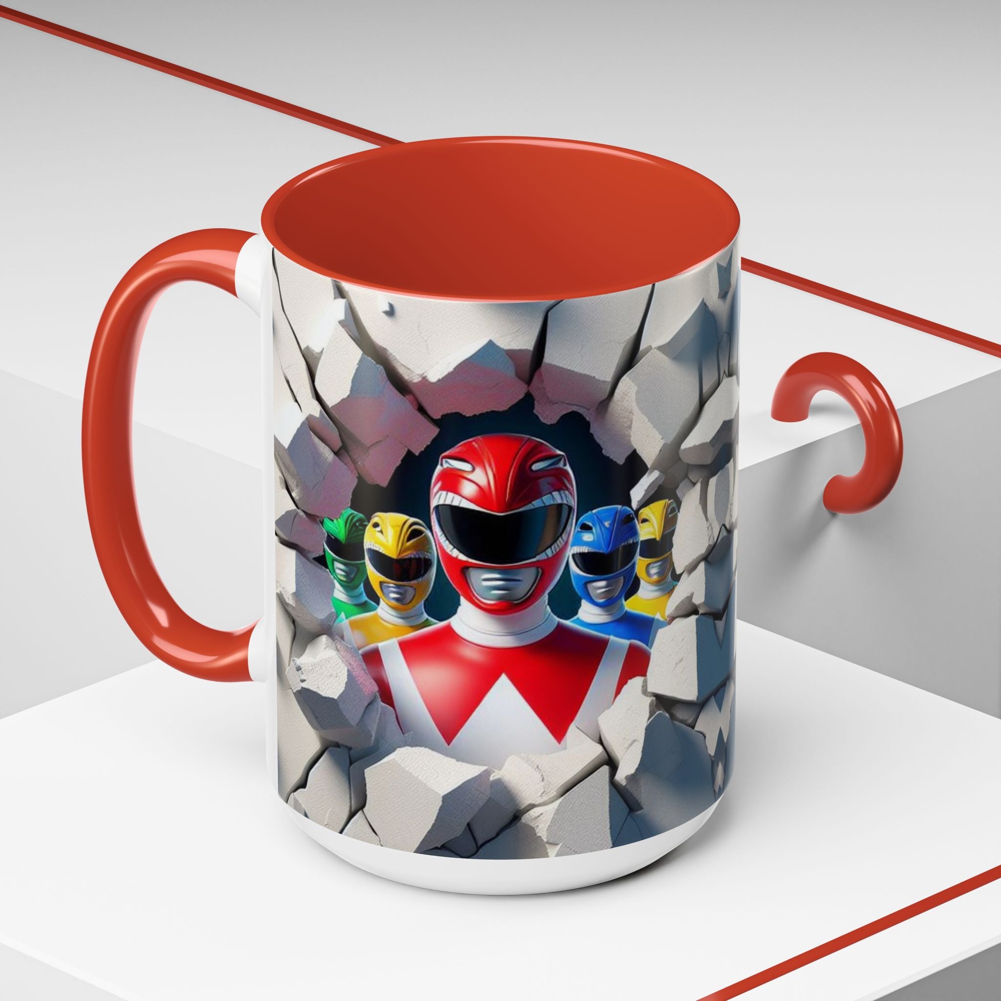 Power Rangers Coffee Mug — Retro Superhero Team Design (11/15 oz)