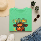 "I Run on Caffeine & Bad Decisions" Coffee Lover Tee — Caffeine Cow T-Shirt