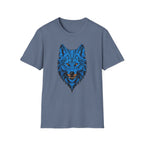 Blue Wolf Head T-Shirt – Stylized Tribal Wolf Graphic Tee