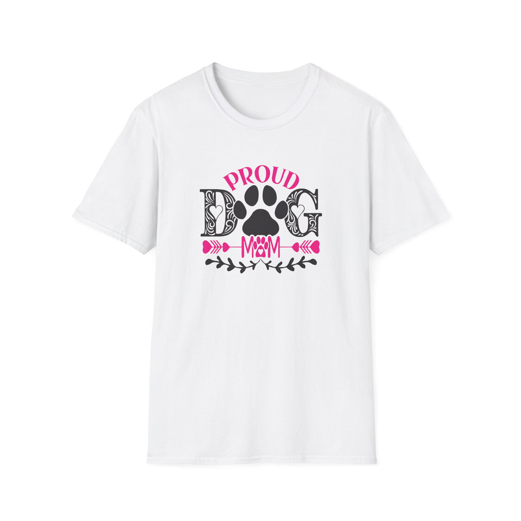 Proud Dog Mom T-Shirt – Pink Paw Graphic Tee for Dog Lovers