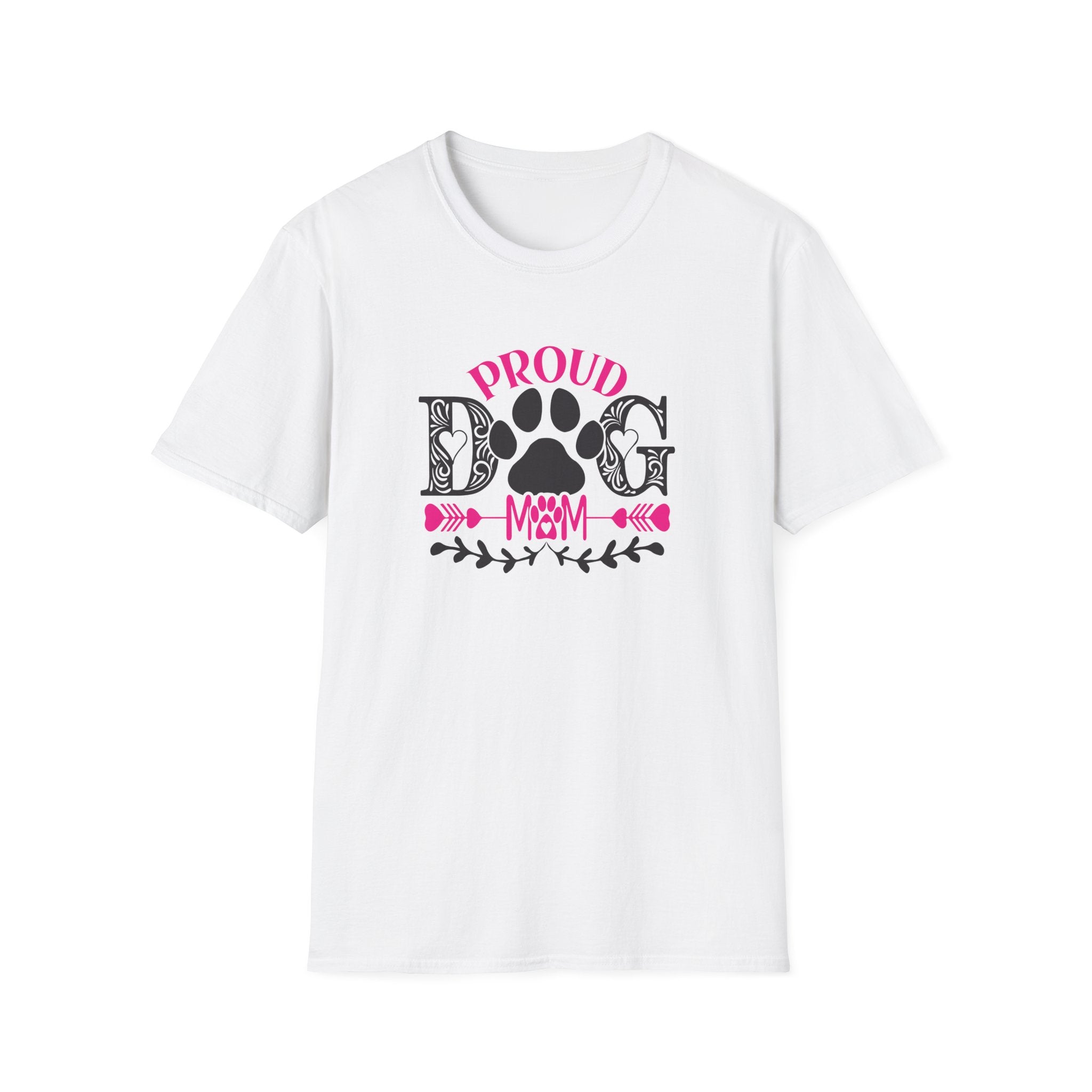 Proud Dog Mom T-Shirt – Pink Paw Graphic Tee for Dog Lovers