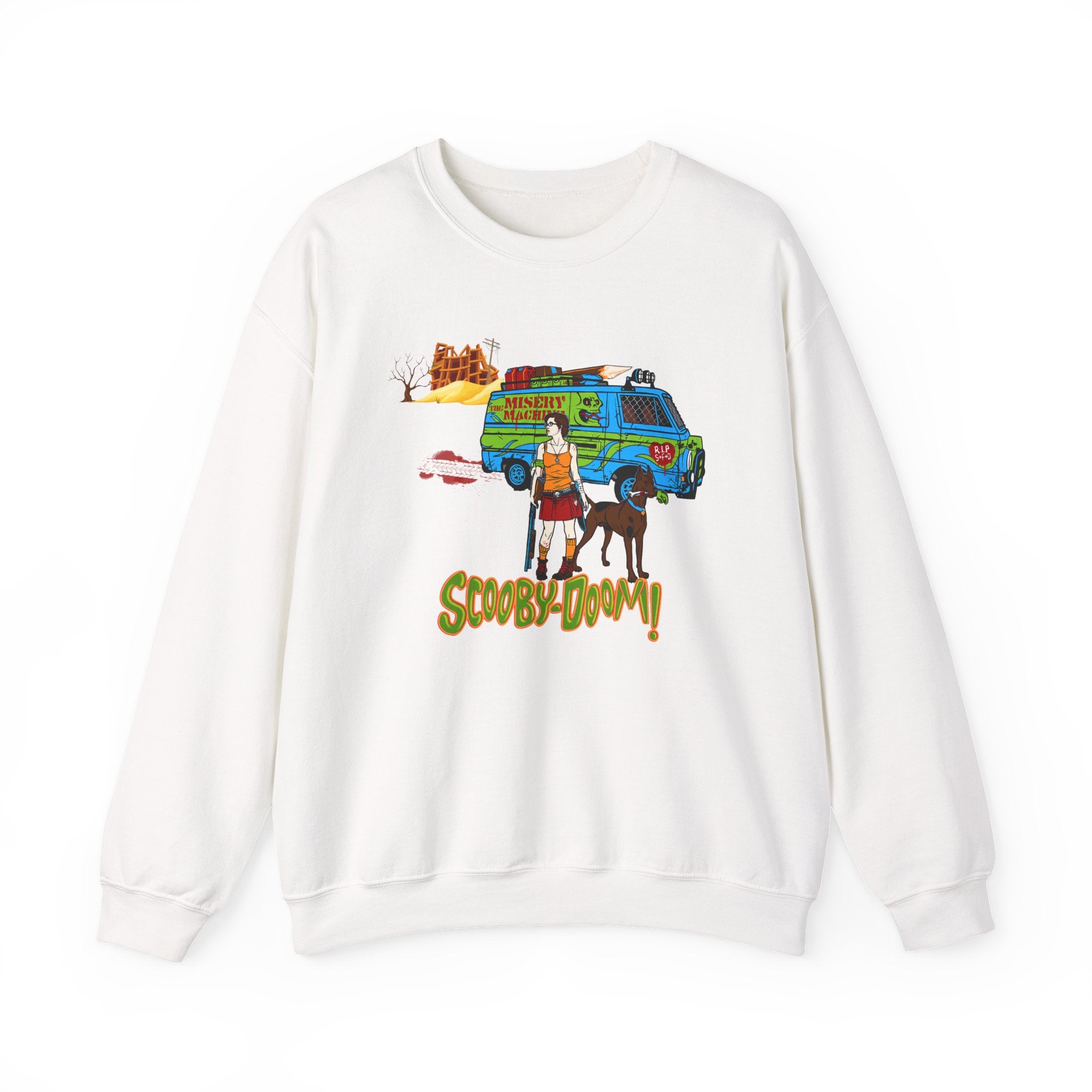 Scooby-Doom Mystery Machine Crewneck Sweatshirt — Vintage Cartoon Van & Characters