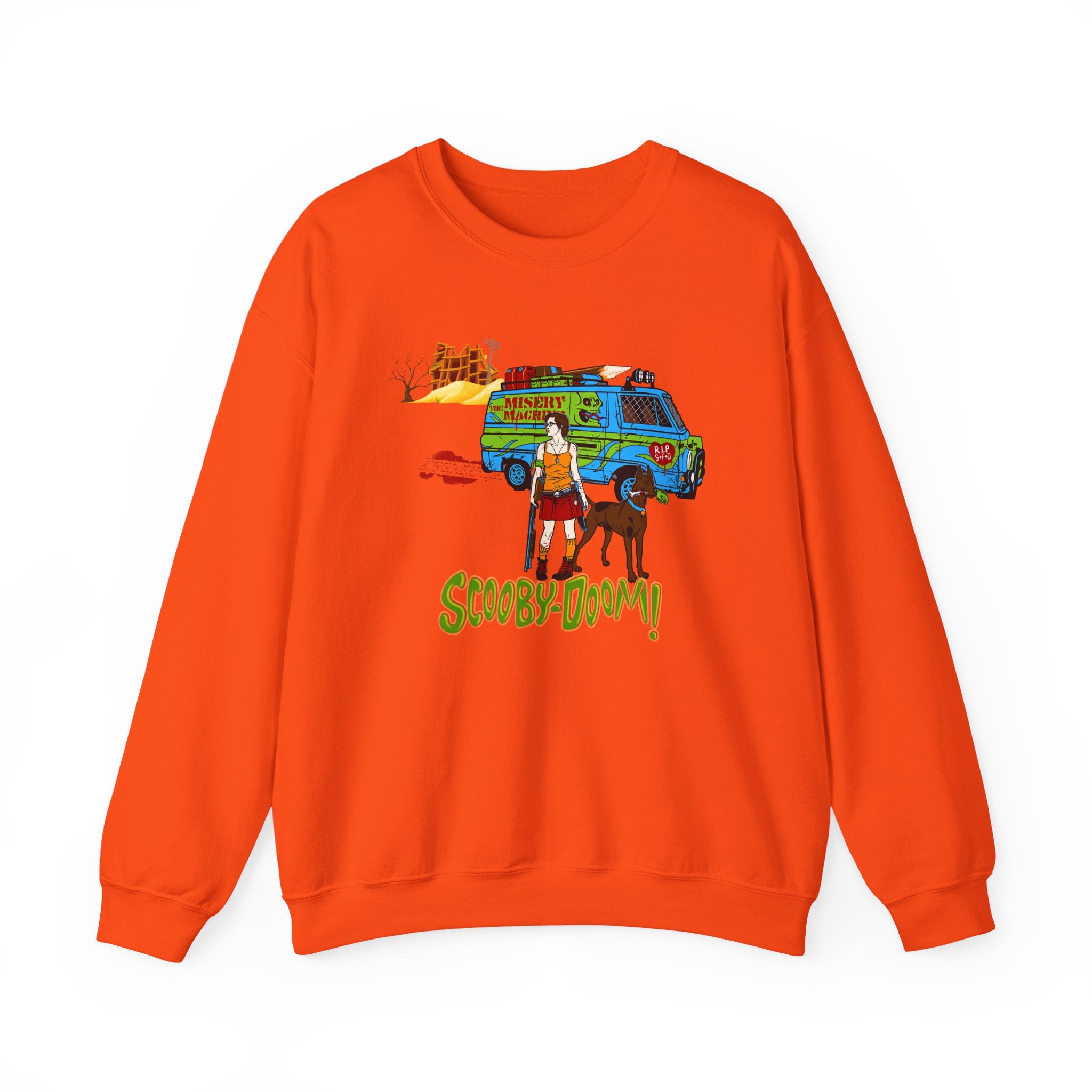 Scooby-Doom Mystery Machine Crewneck Sweatshirt — Vintage Cartoon Van & Characters