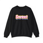 Sweet Rainbow Crewneck Sweatshirt — Retro Colorful "Sweet" Graphic