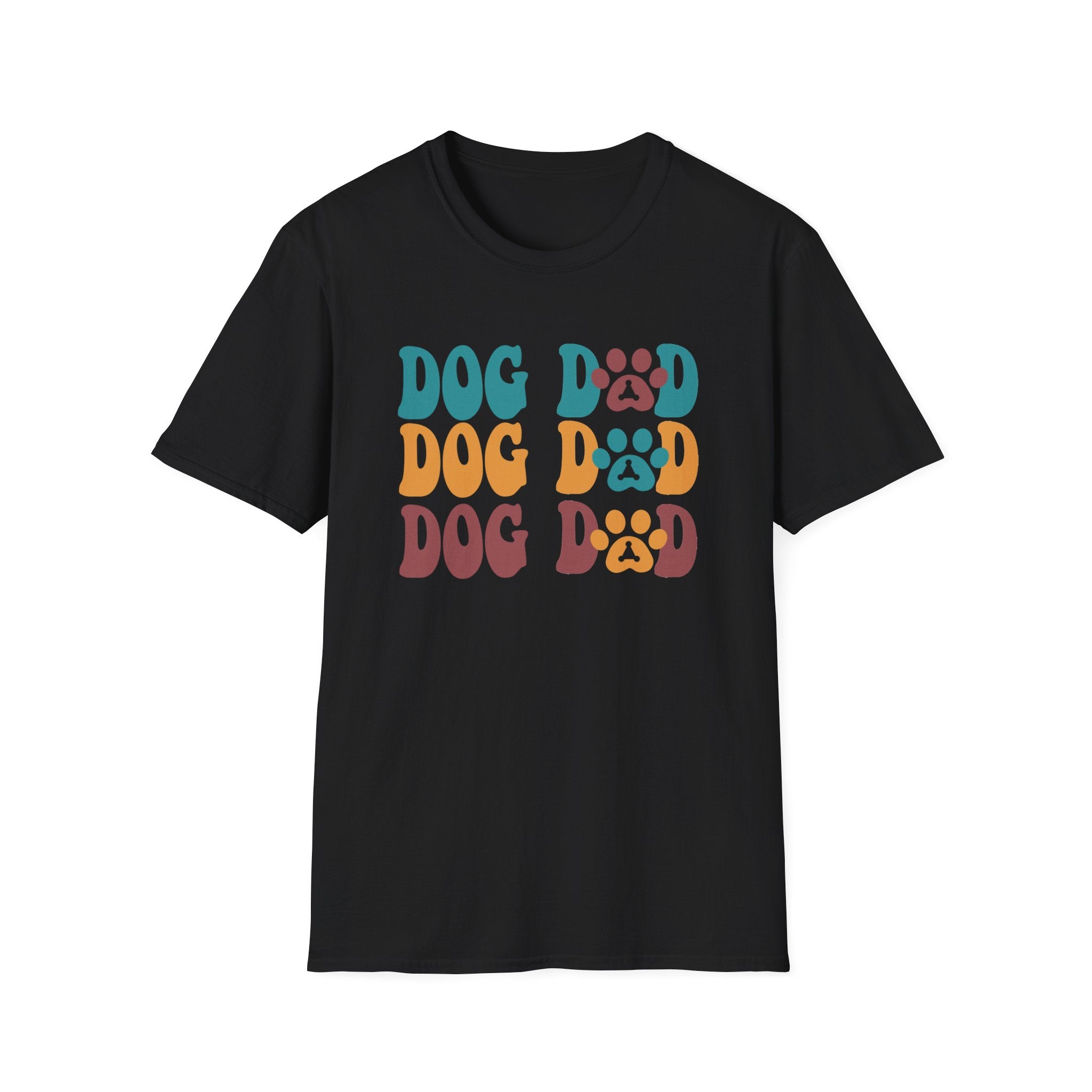 Dog Dad Retro Paw Graphic T-Shirt