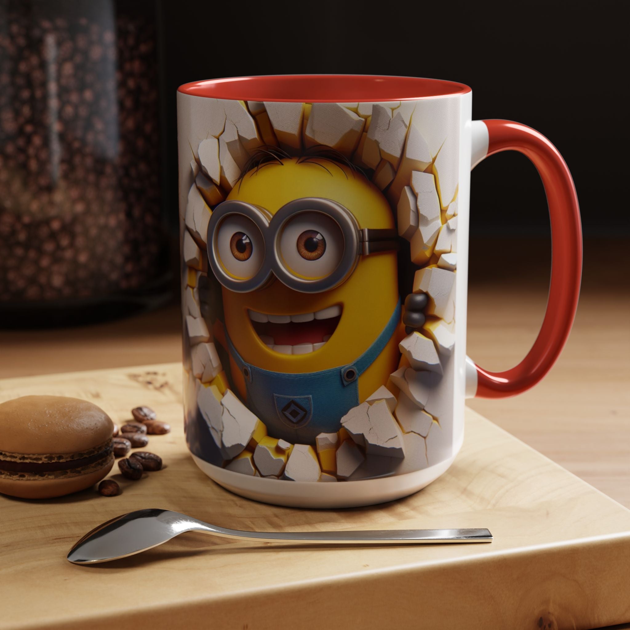 Minion "Breaking Wall" Accent Coffee Mug — Funny Cartoon Movie Character 11/15oz