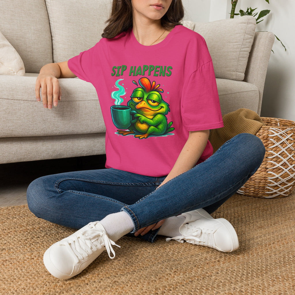 Sip Happens Frog T-Shirt — Funny Coffee Lover Tee